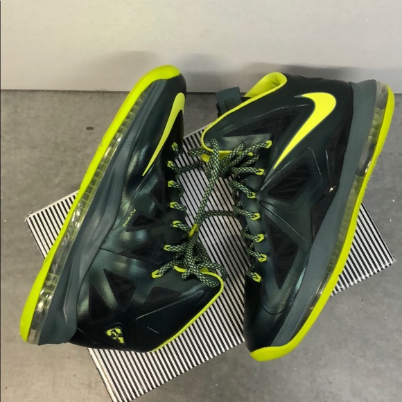 Lebron X Dark Gray Lime Green Men’s size 11 - Picture 2 of 4